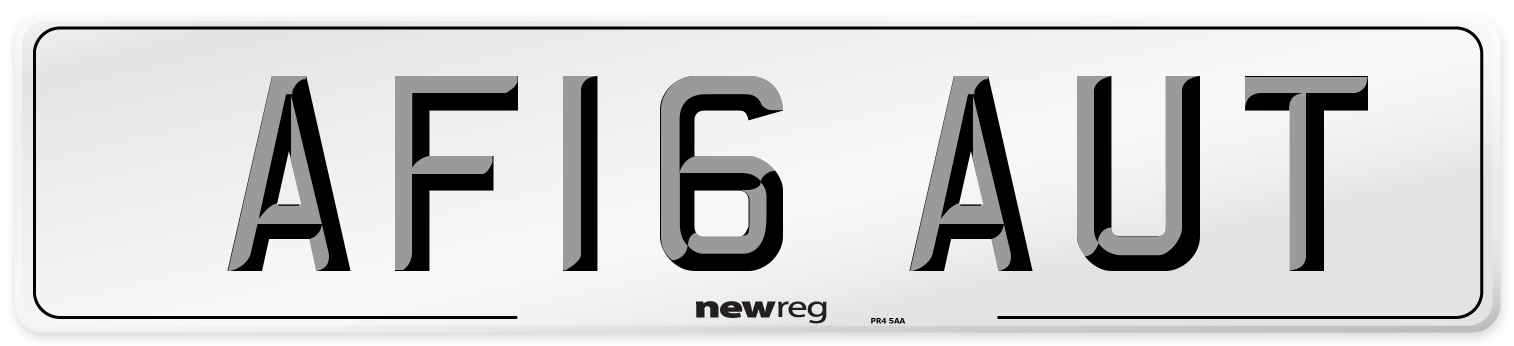 AF16 AUT Number Plate from New Reg